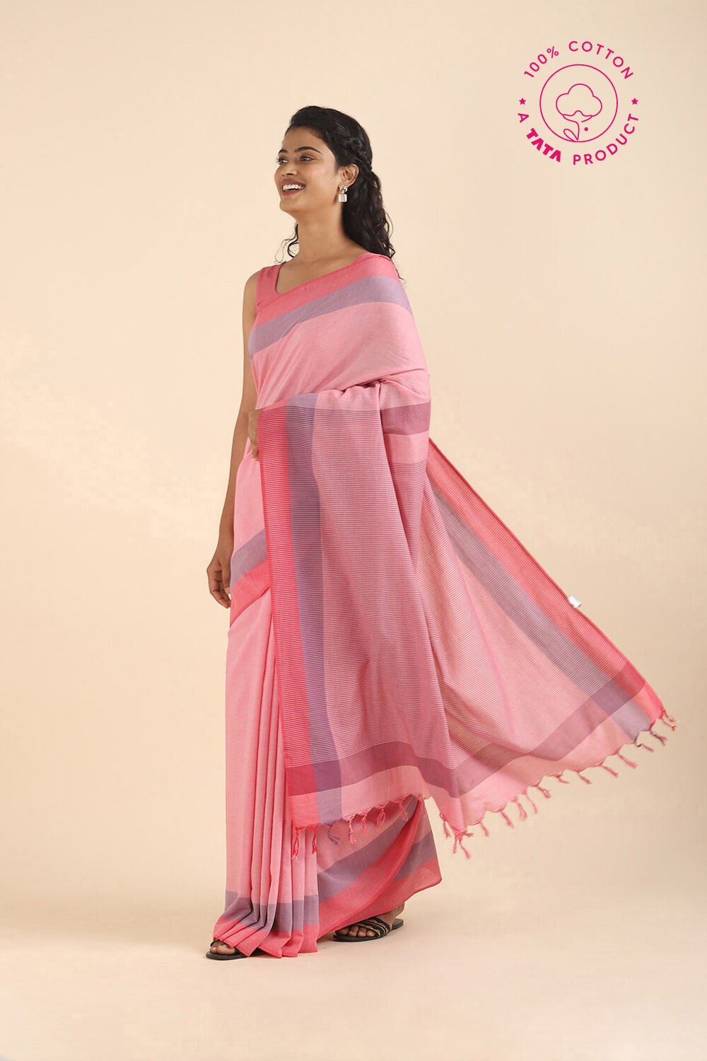 Red Pure Cotton Bengal Saree image number null