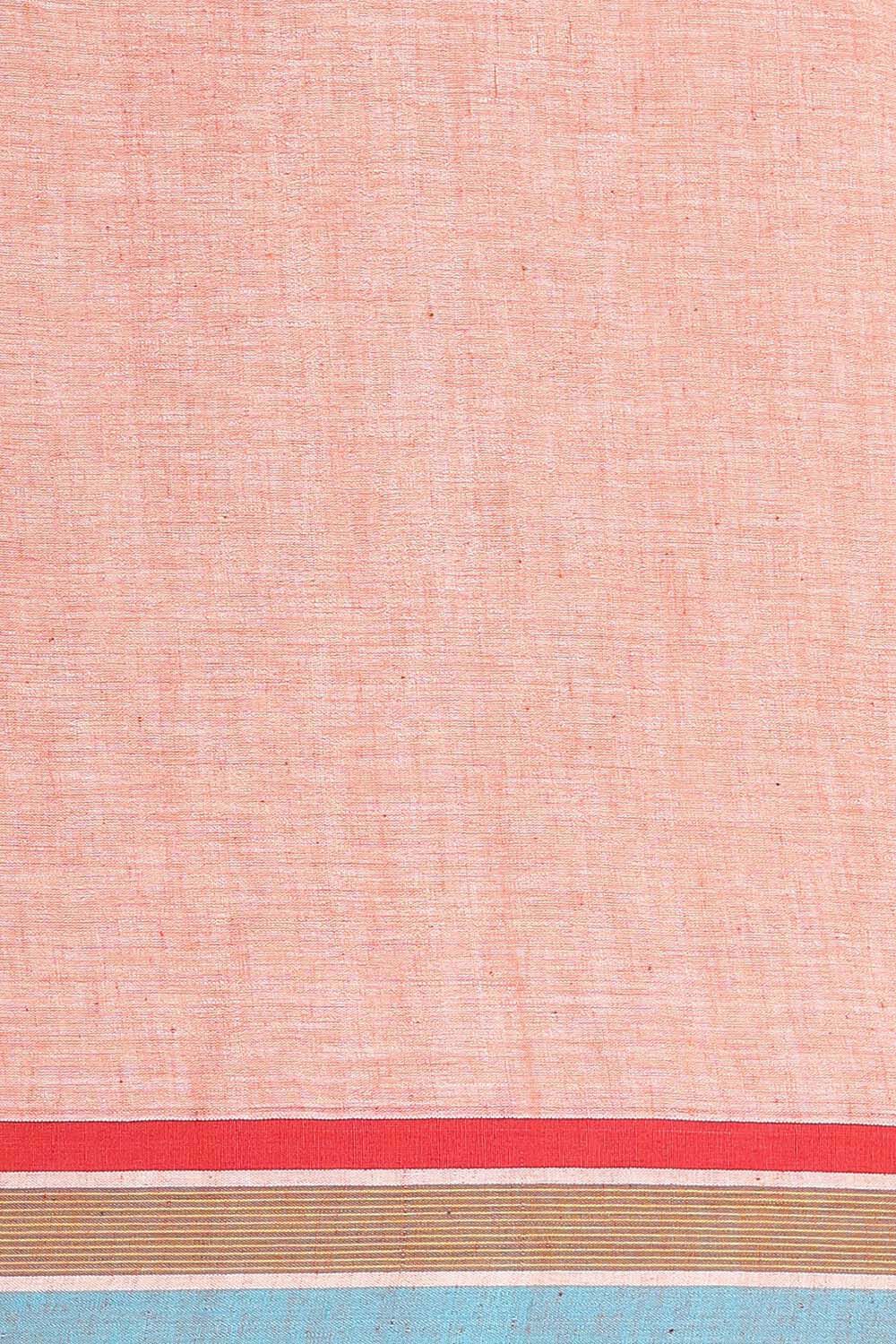 Light Orange Cotton Pure Khadi Cotton Jamdani Saree image number null