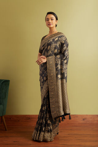 Black Woven Viscose Luxe Saree thumbnail image number null