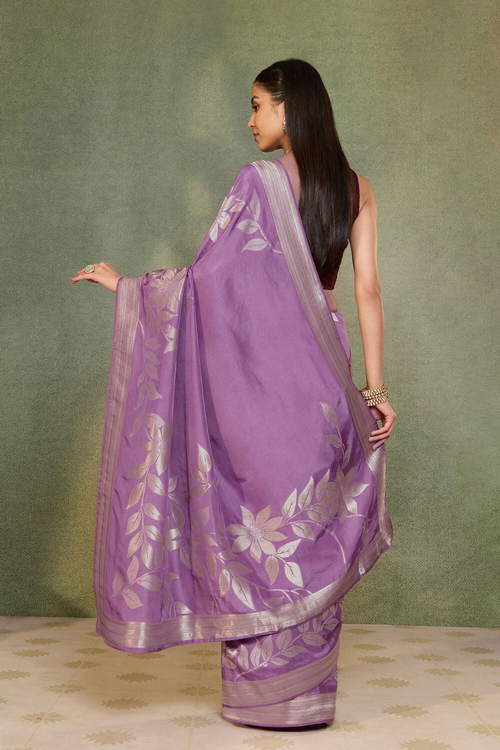 Violet Woven Pure Viscose Saree image number null