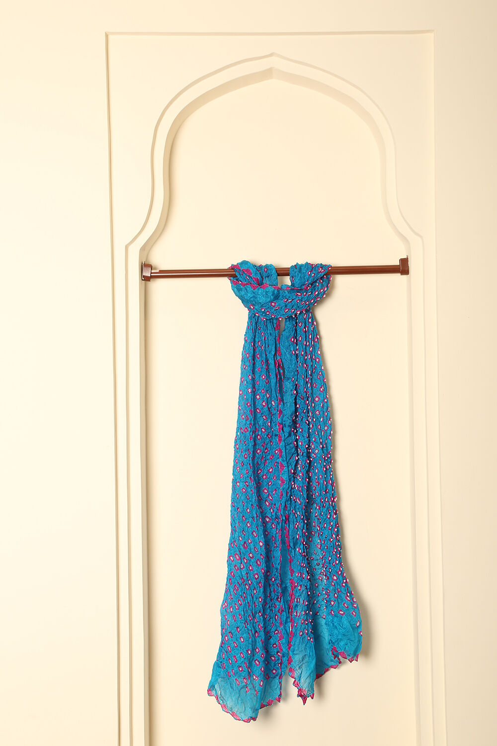 Blue Pure Silk Bandhni Stole image number null