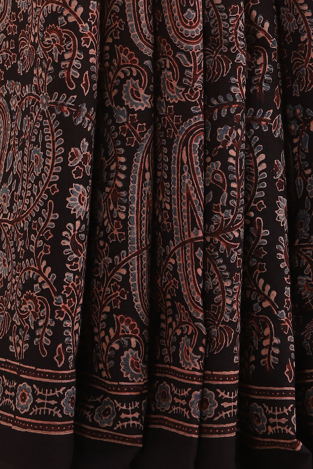 Black Pure Cotton Ajrakh Printed Saree image number null