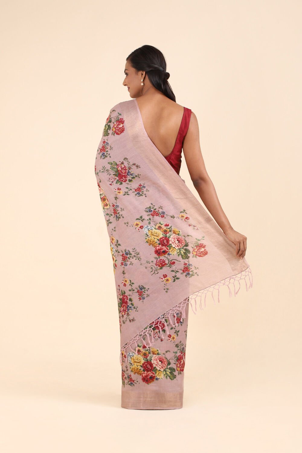 Violet Pure Tussar Silk Digital Printed Saree image number null