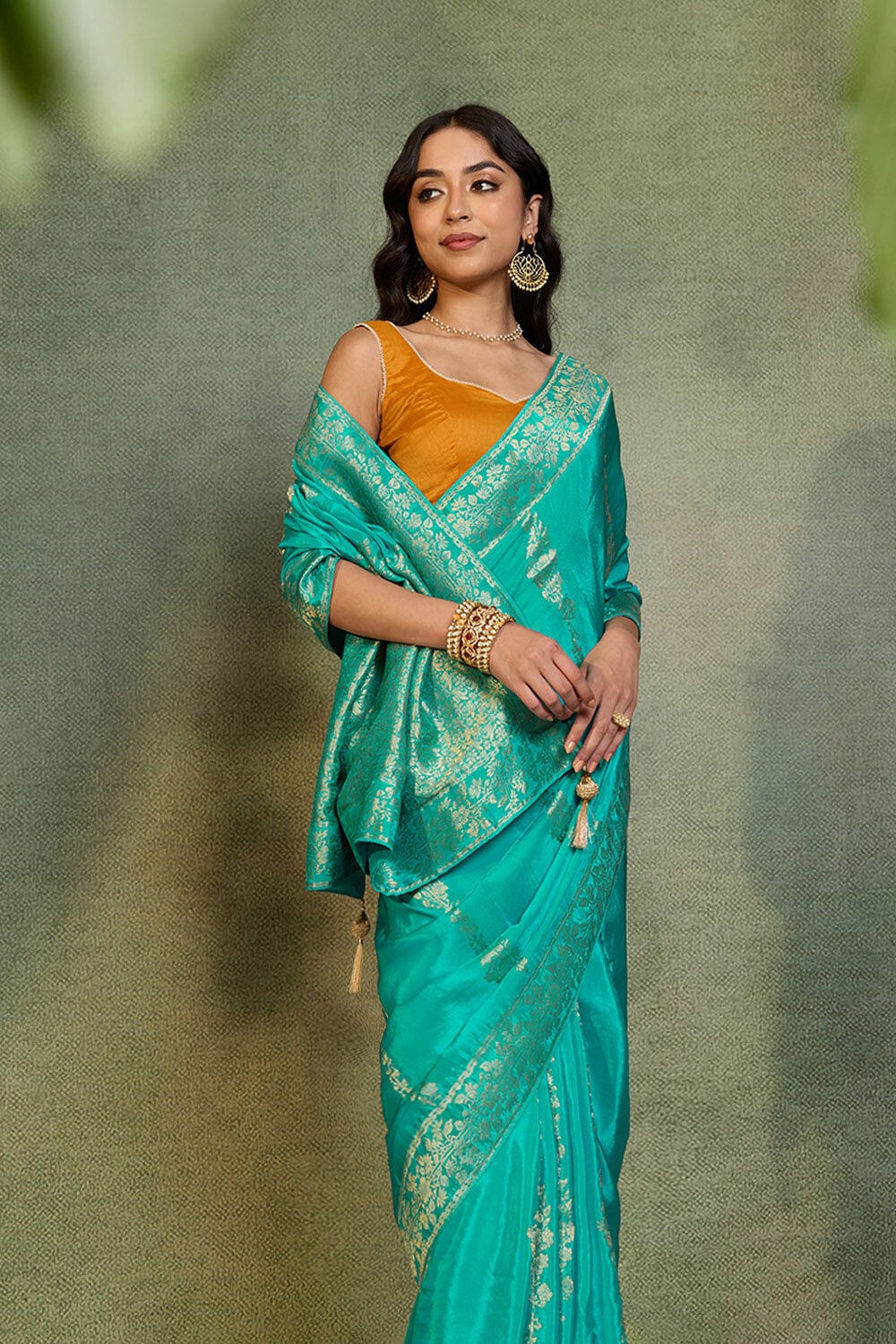 Blue Woven Pure Viscose Saree image number null
