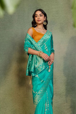 Blue Woven Pure Viscose Saree image number