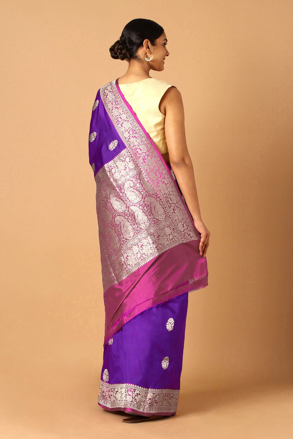 Purple Pure Silk Banarasi Saree image number null