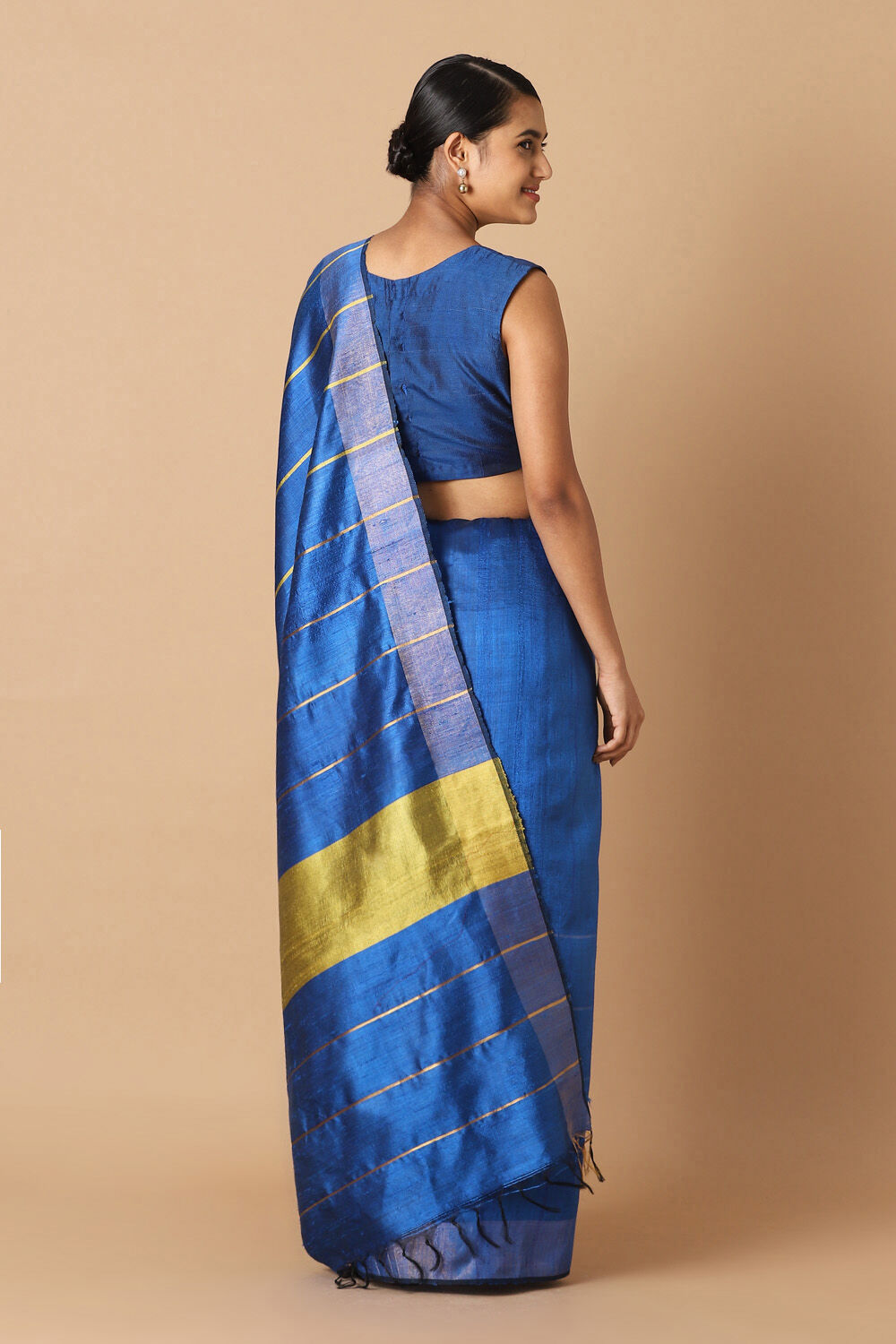 Blue Pure Tussar Silk Bhagalpuri Saree image number null