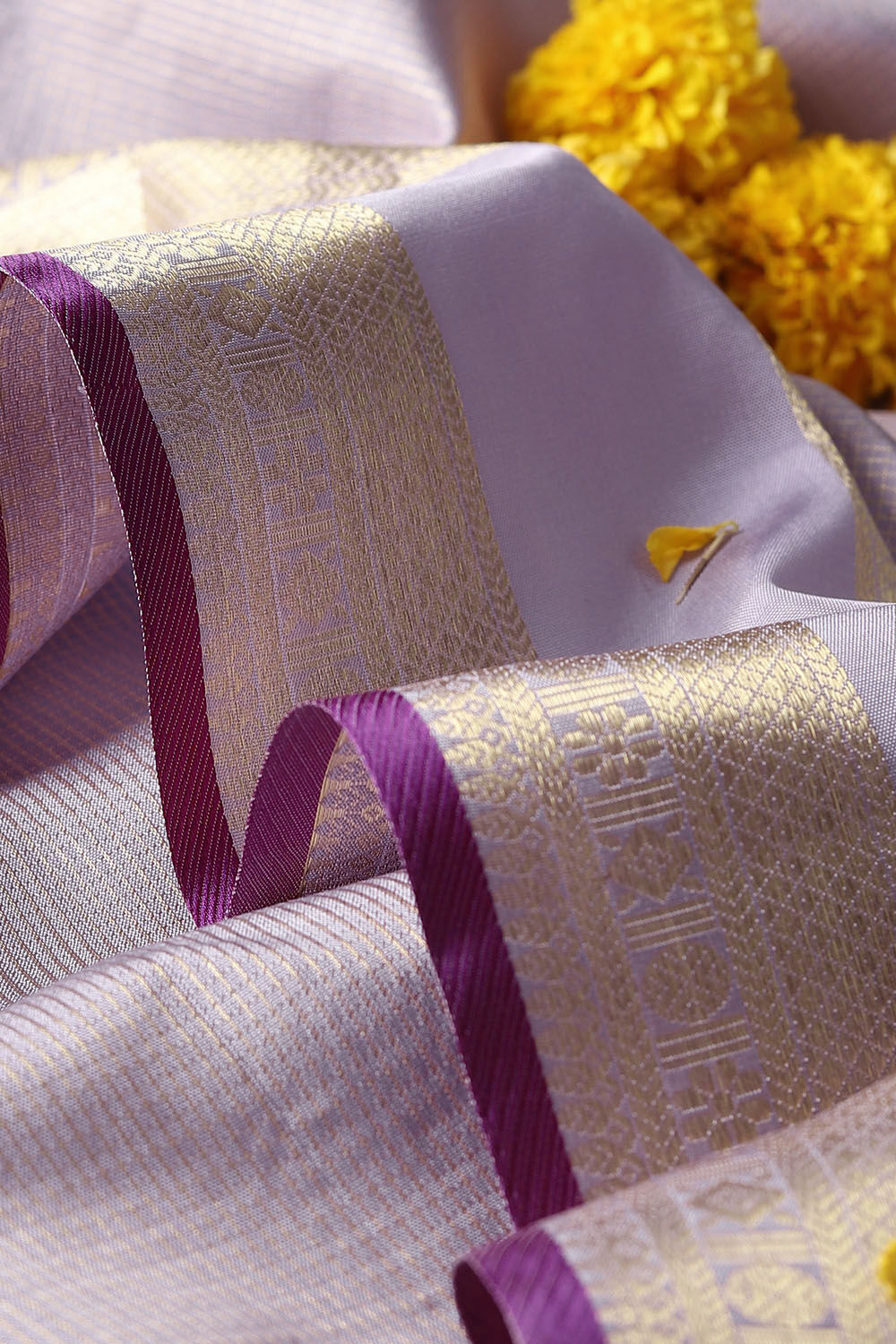Light Violet Pure Silk Kanjivaram Saree image number null
