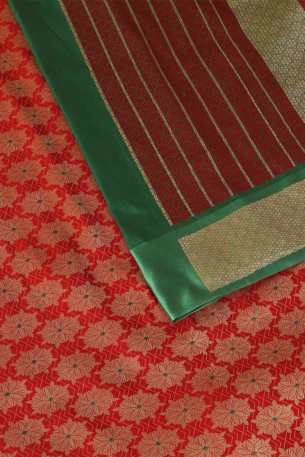 Red Pure Silk Banarasi Brocade Saree image number null