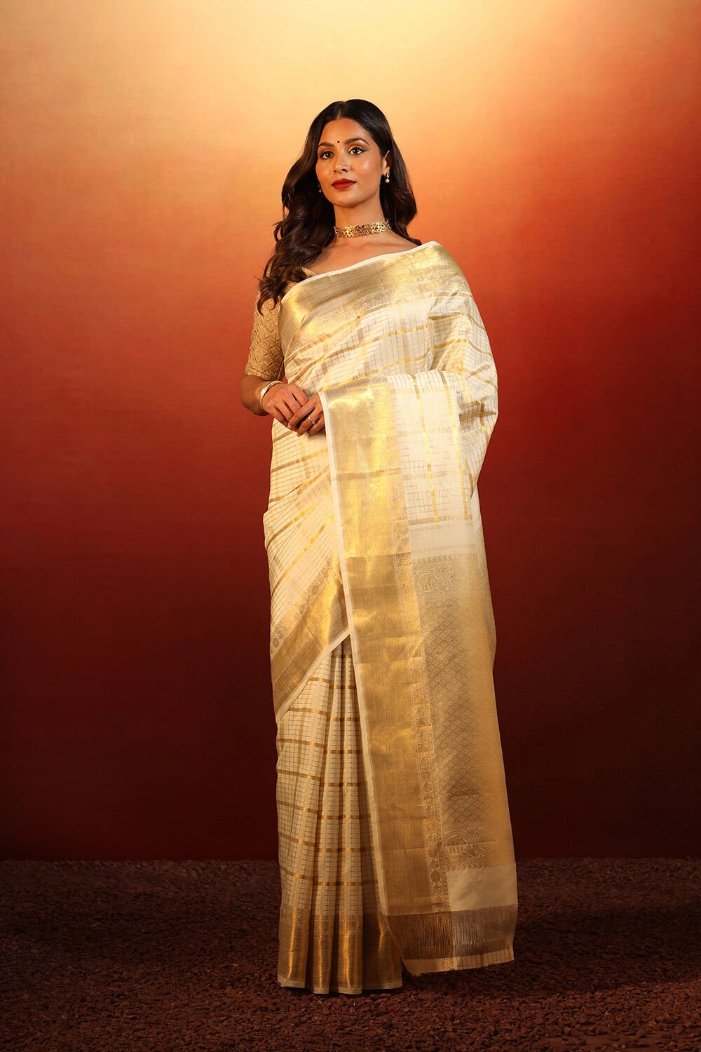 Off White Woven Pure Silk Kanjivaram Saree image number null