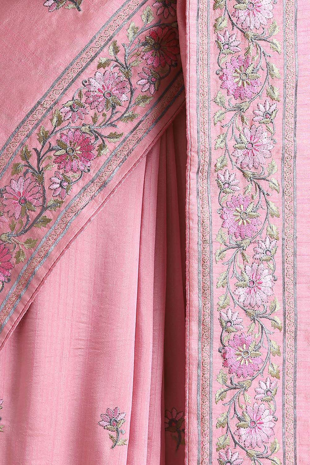 Pink Pure Embroidered Saree image number null