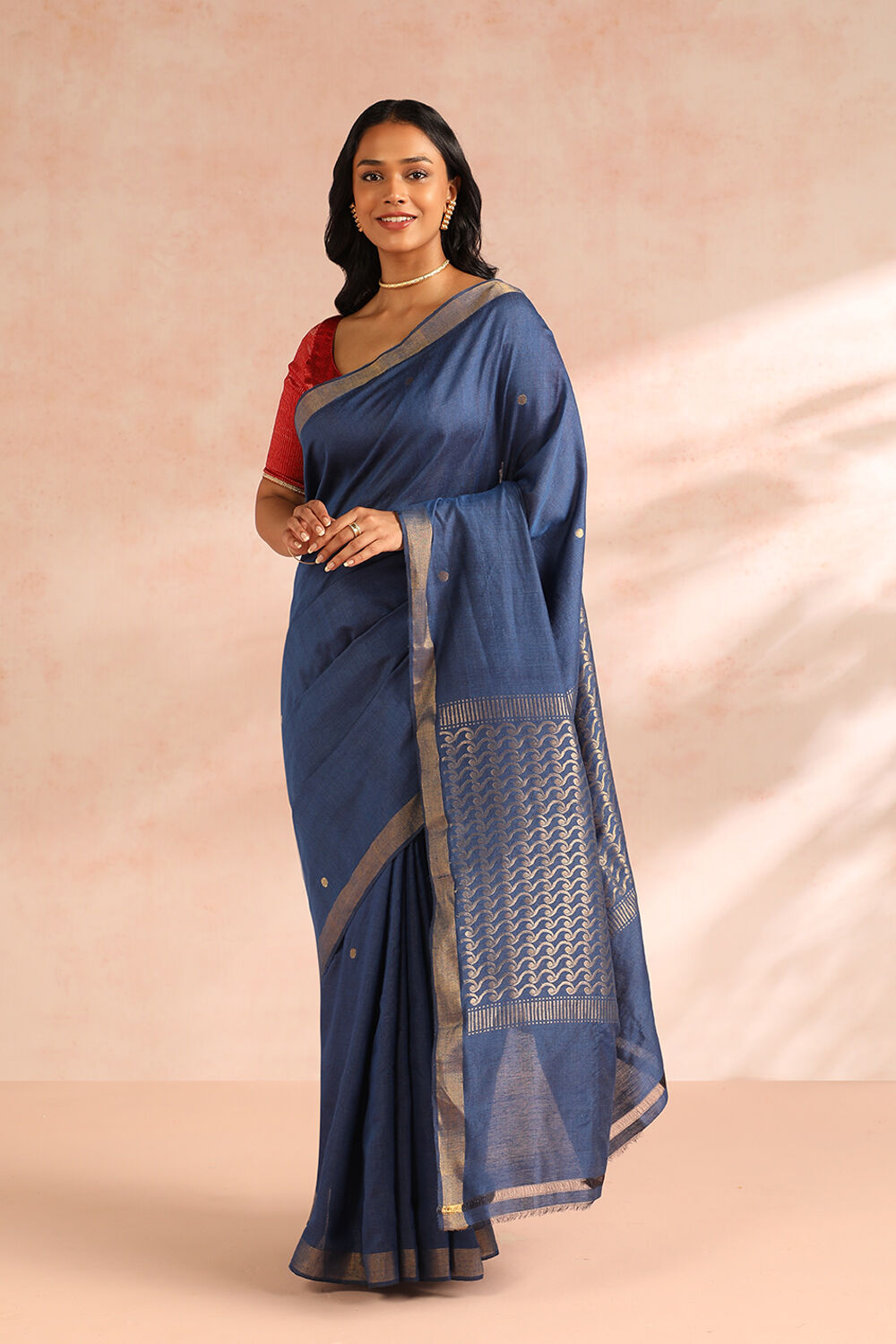 Blue Woven Chattisgarh Pure Tussar Silk Saree image number null
