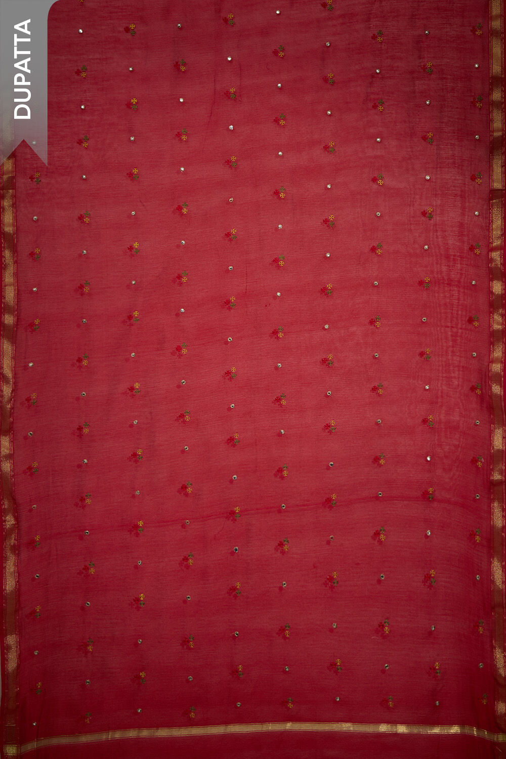 Dark Red Pure Silk Cotton Embroidered Unstitched Suit Set image number null