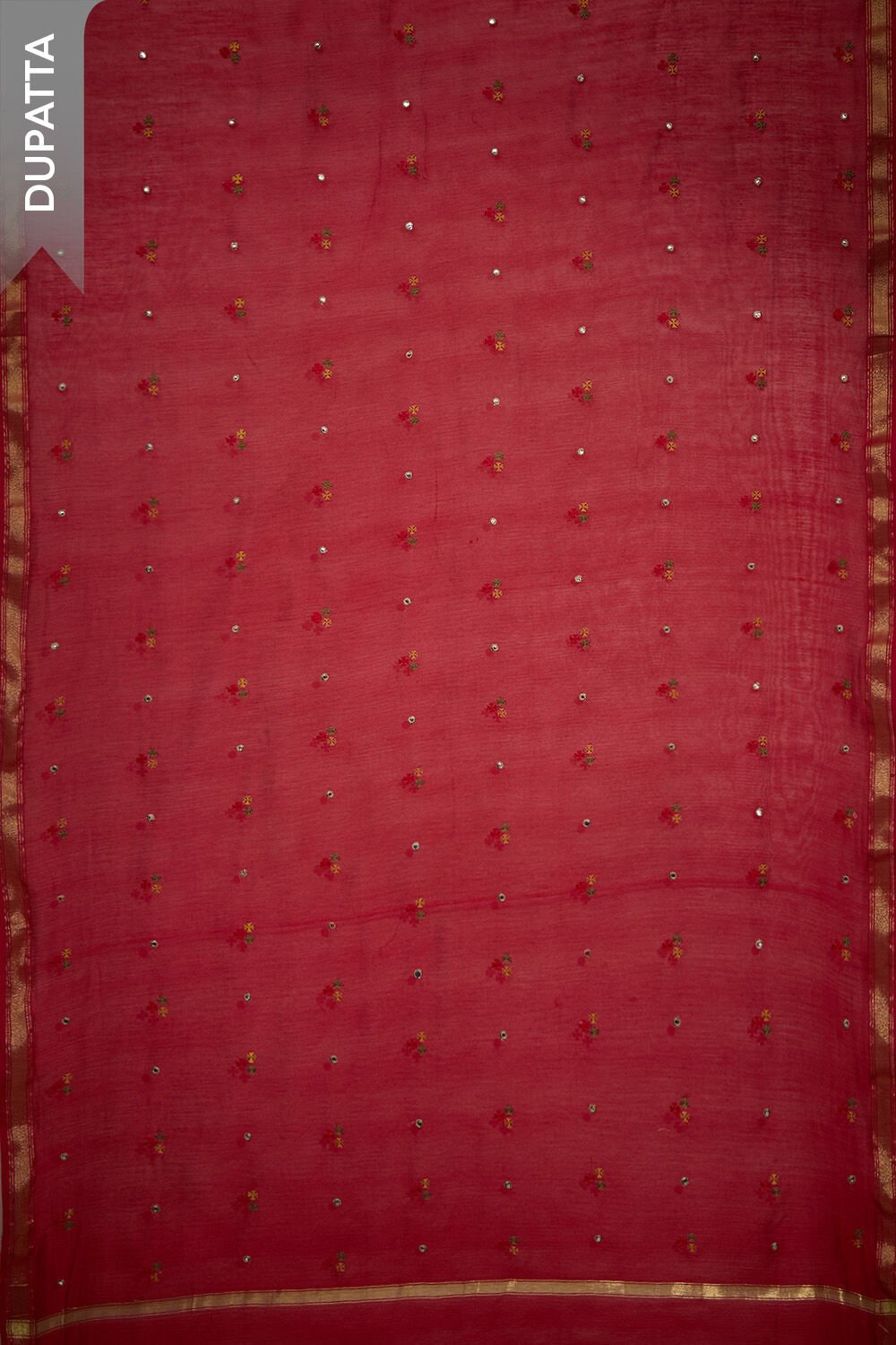 Dark Red Pure Silk Cotton Embroidered Unstitched Suit Set image number null