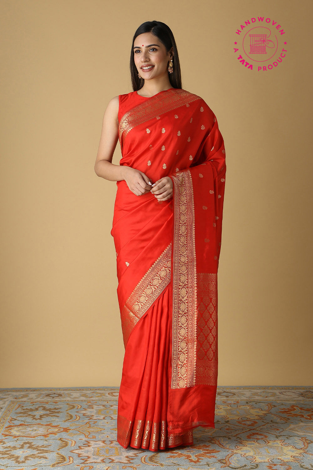 Red Pure Silk Banarasi Saree image number null