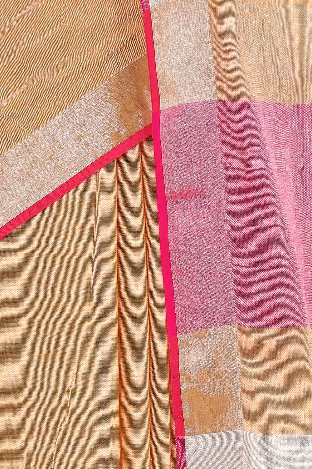 Beige Pure Cotton Bengal Saree image number null