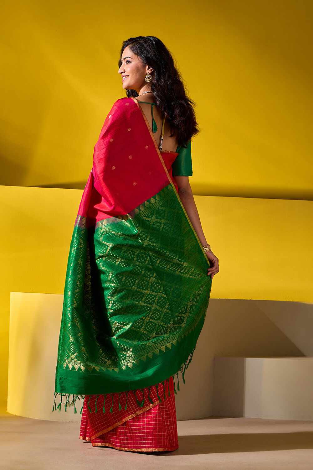 Red Woven Pure Soft Silk Saree image number null
