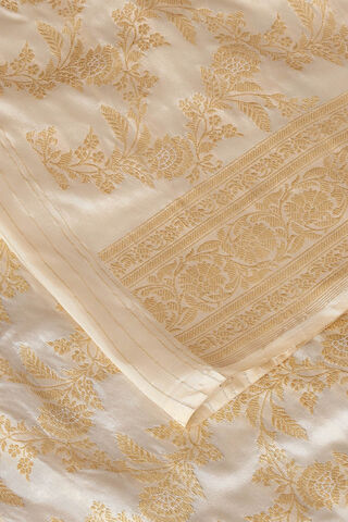 Off White Pure Silk Banarasi Saree thumbnail image number null