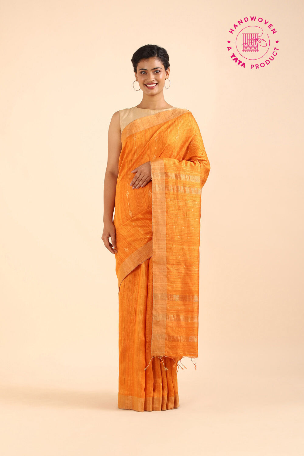 Orange Pure Silk Vanya Bengal Saree image number null