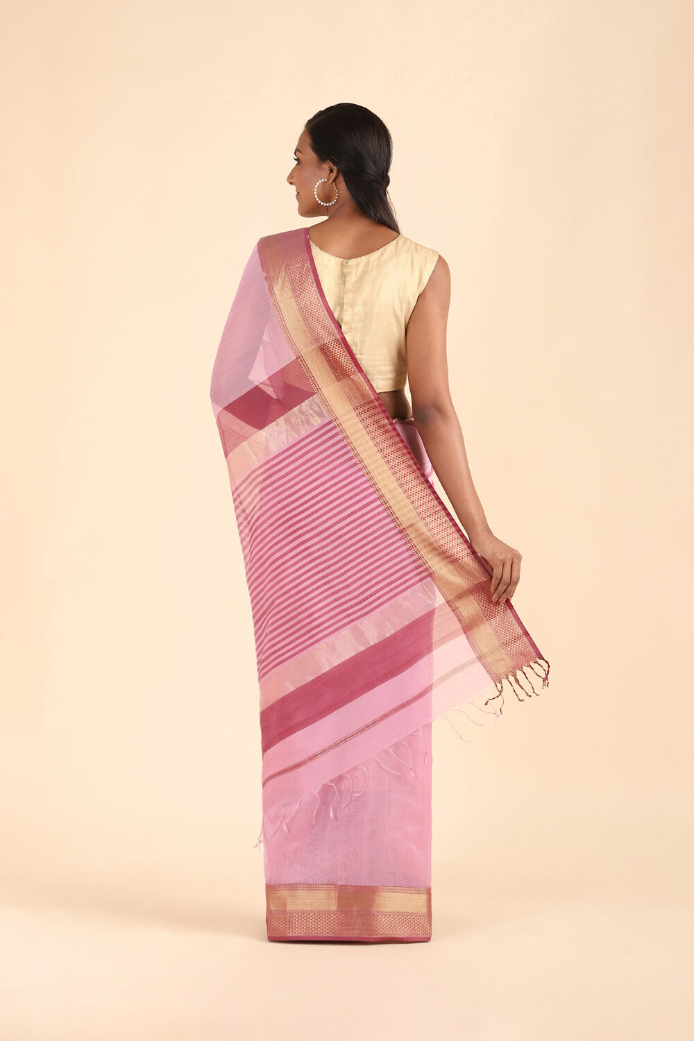 Light Pink Pure Silk Cotton Maheshwari Saree image number null