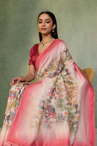 Beige Embroidered Pure Silk Cotton Saree image number