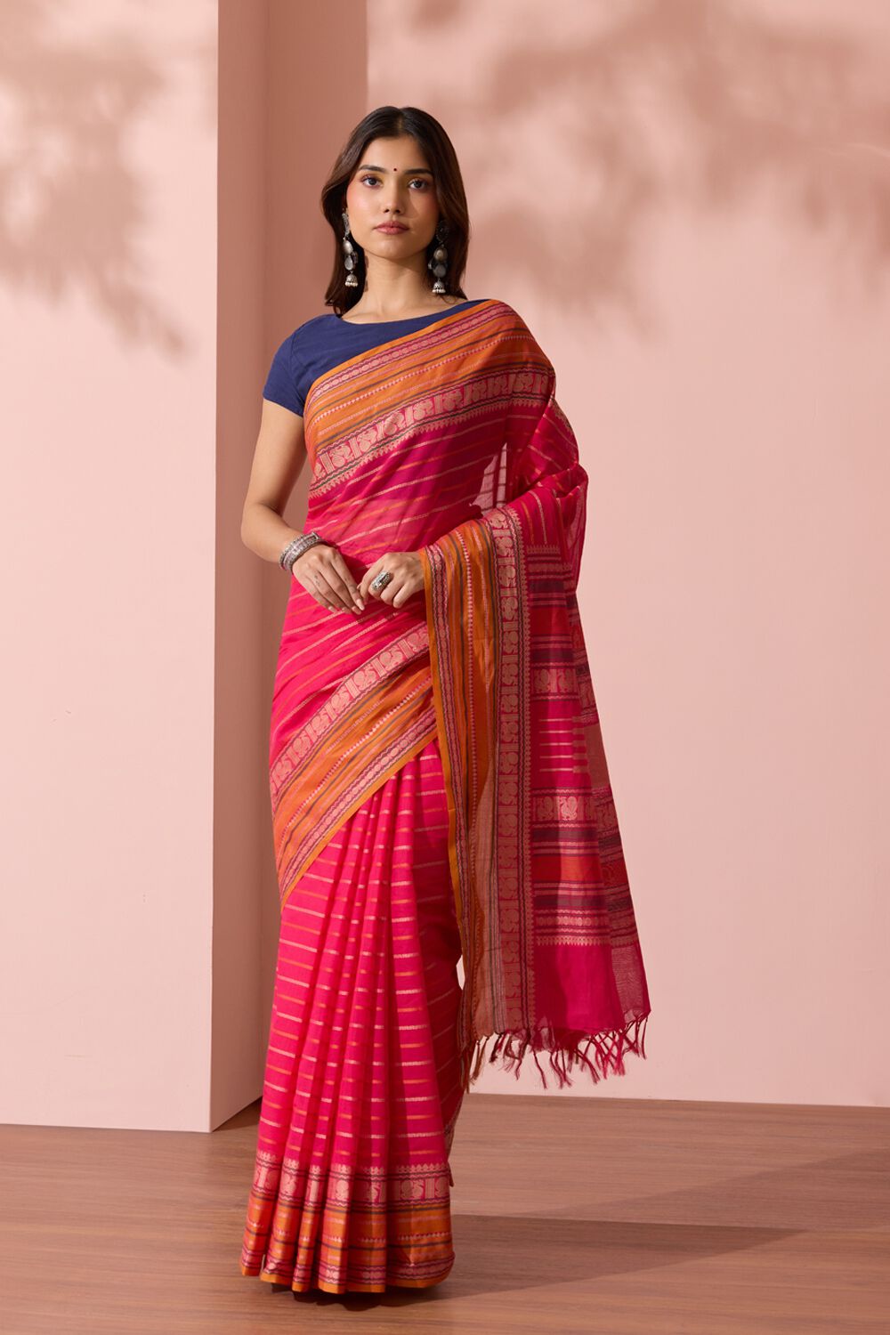 Pink Woven South Pure Cotton Saree image number null