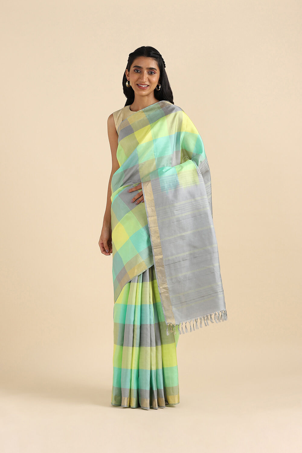 Light Green Pure Soft Silk Saree image number null