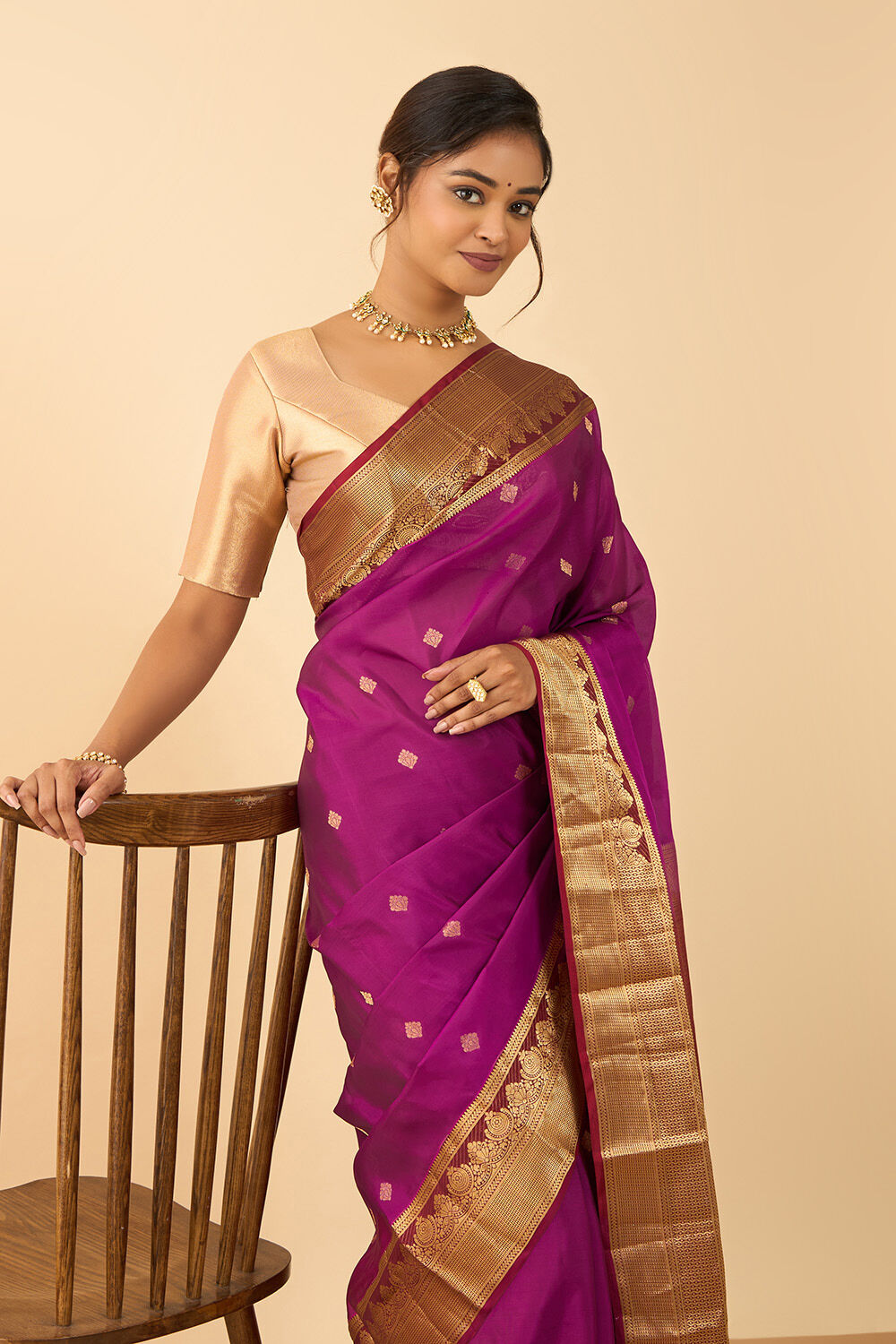 Pink Woven Silk Viscose Saree image number null