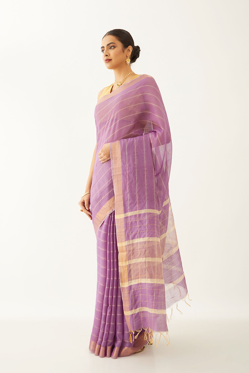 Light Violet Silk Viscose Woven Bhagalpuri Saree image number null