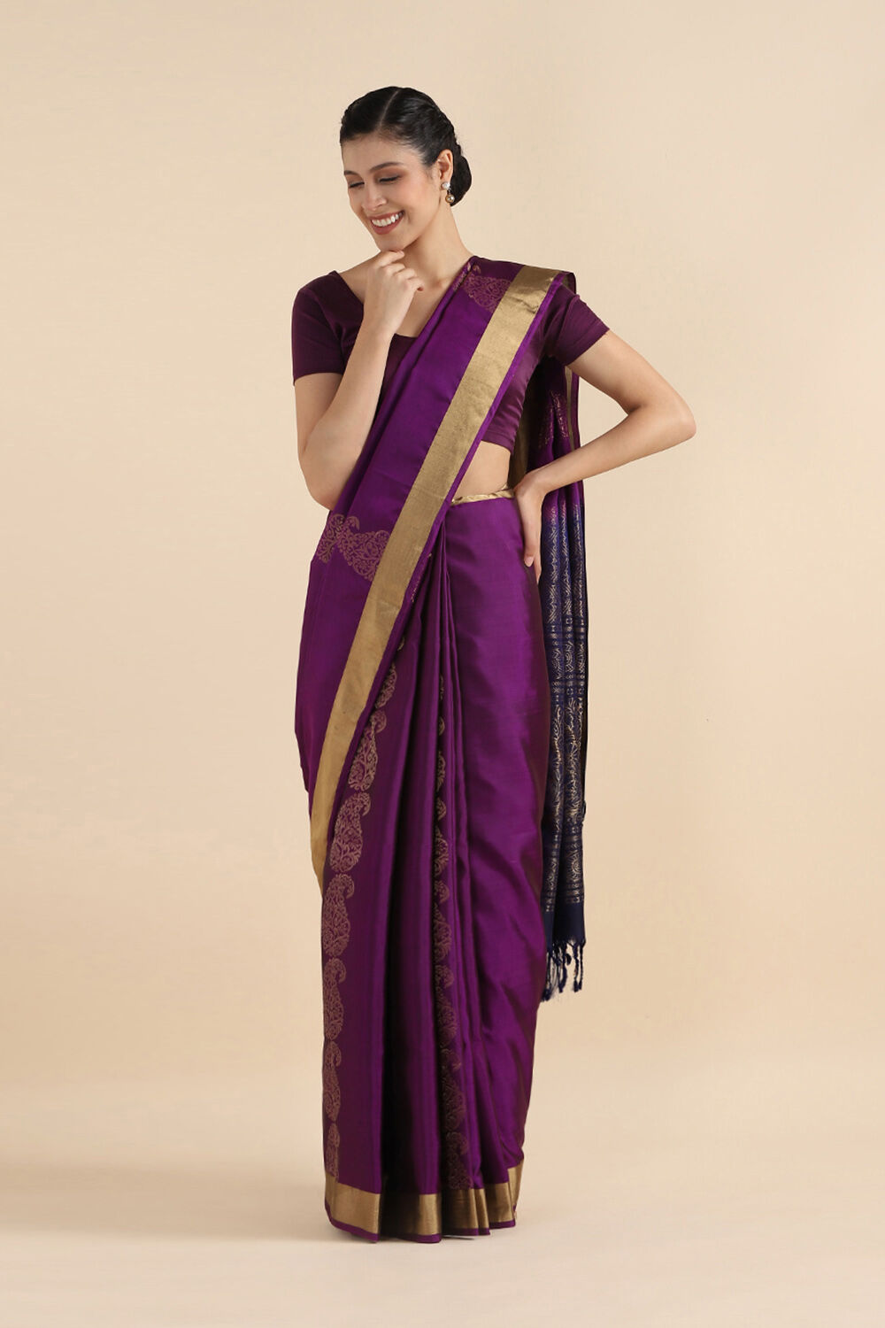 Violet Pure Soft Silk Saree image number null