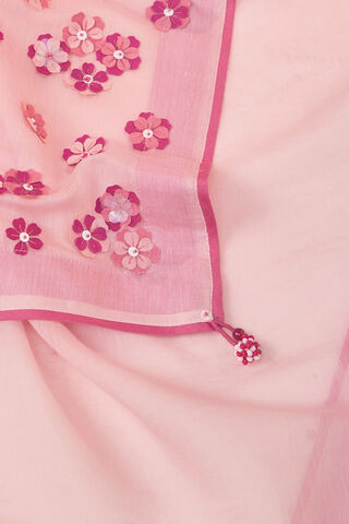 Light Pink Pure Silk Cotton Applique Embroidered Saree thumbnail image number null