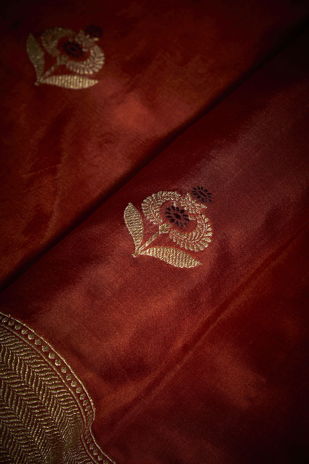Orange Pure Silk Kadwa Banarasi Saree image number null
