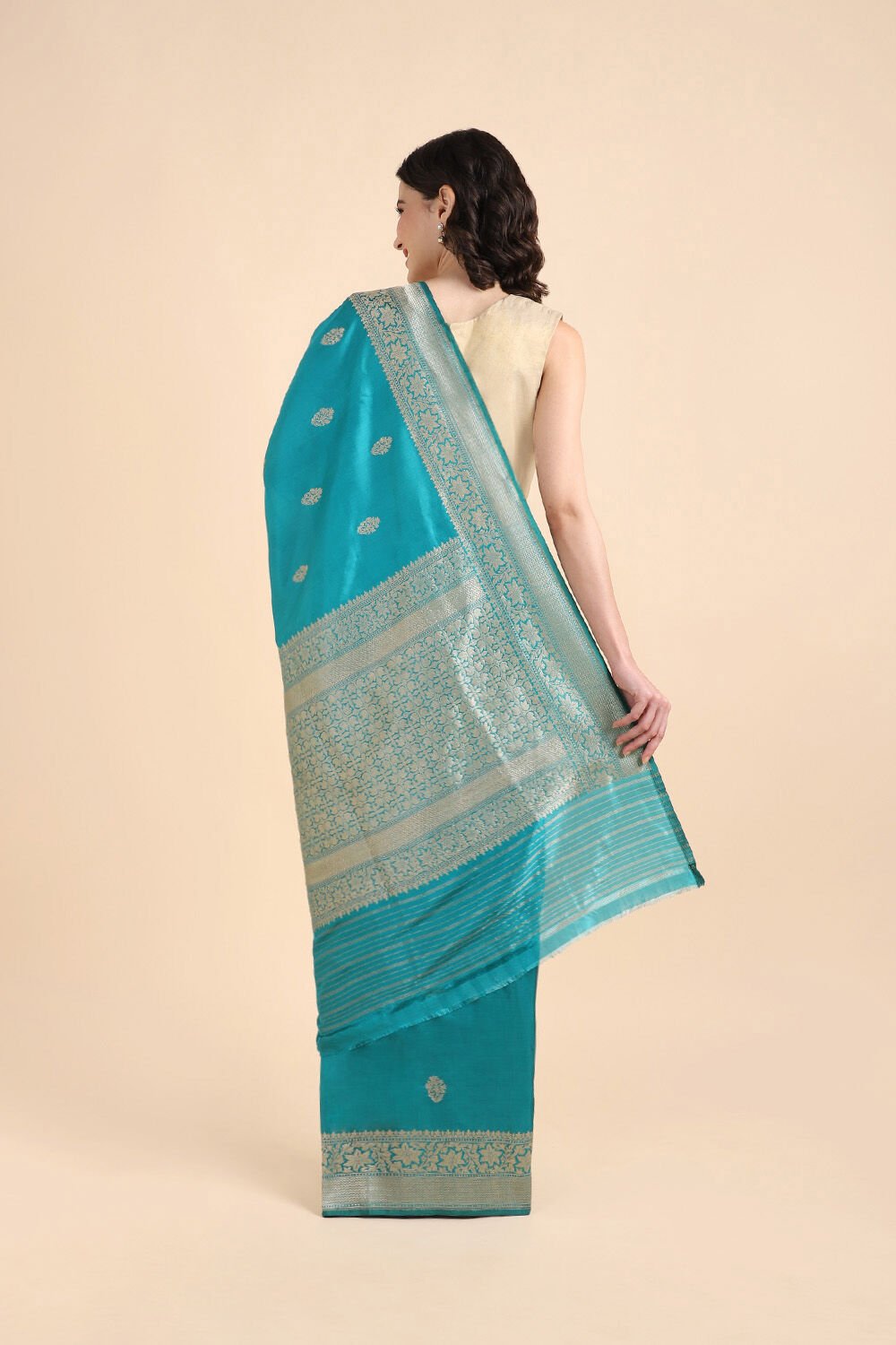 Blue Pure Silk Banarasi Saree image number null