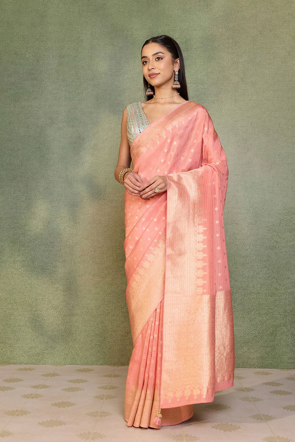 Pink   Woven Viscose Tissue Saree image number null