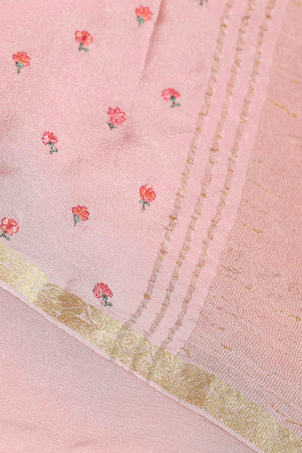 Light Pure Pink Embroidered Saree image number null