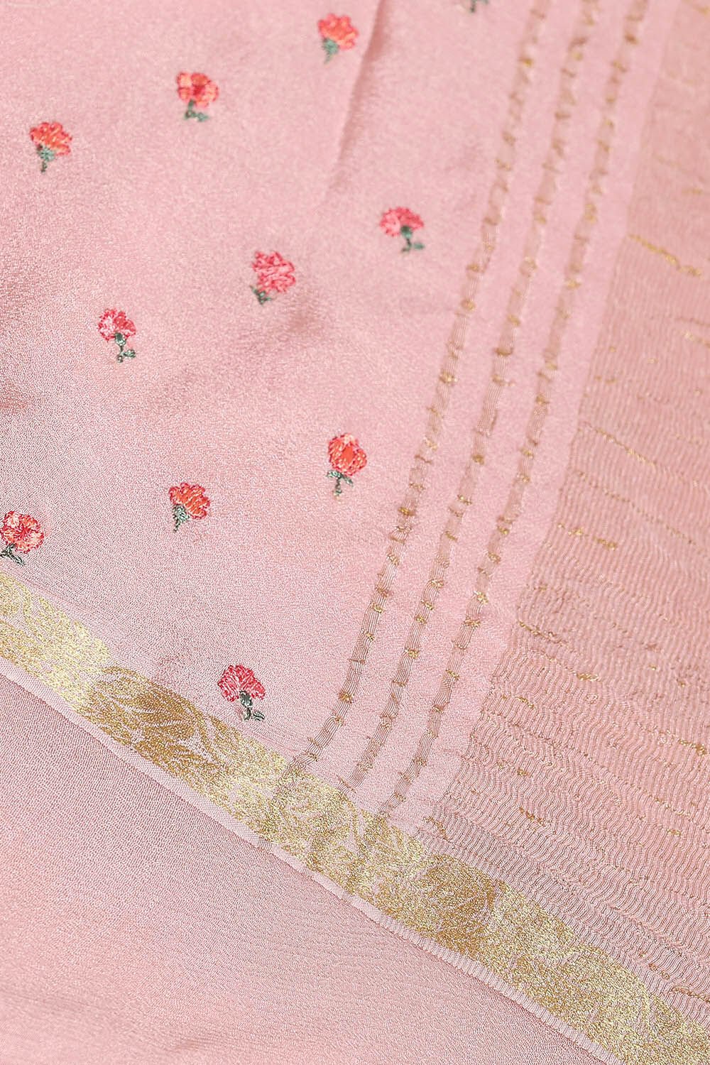 Light Pure Pink Embroidered Saree image number null