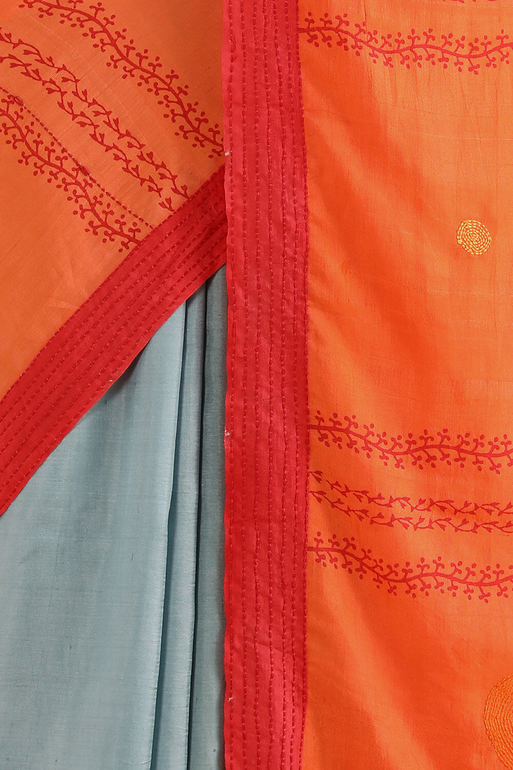 Grey Pure Silk Kantha Saree image number null