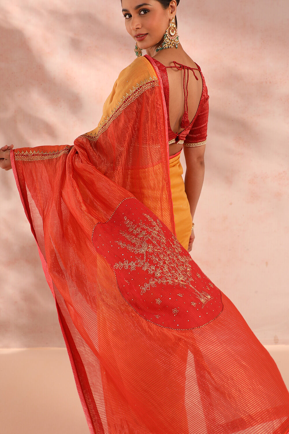 Multicoloured Pure Silk Cotton Embroidery Saree image number null
