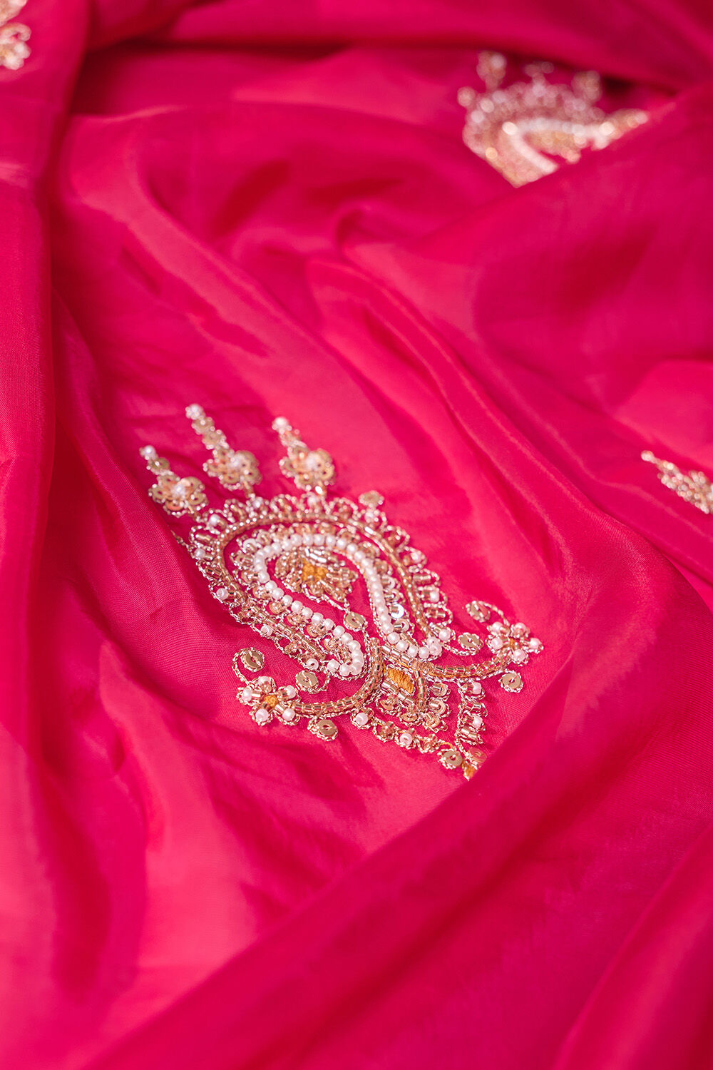 Pink Embroidered Pure Viscose Saree image number null