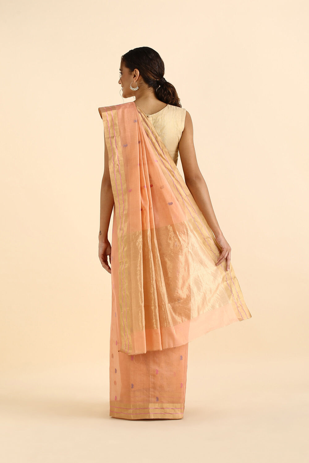 Light Pink Pure Cotton Tissue Chanderi Saree image number null