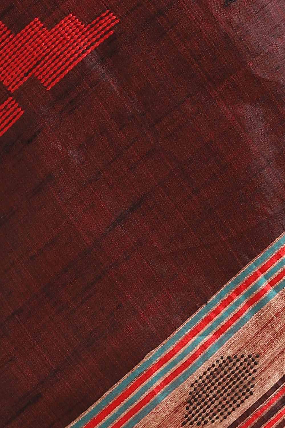 Red Pure Tussar Silk Bhagalpuri Saree image number null