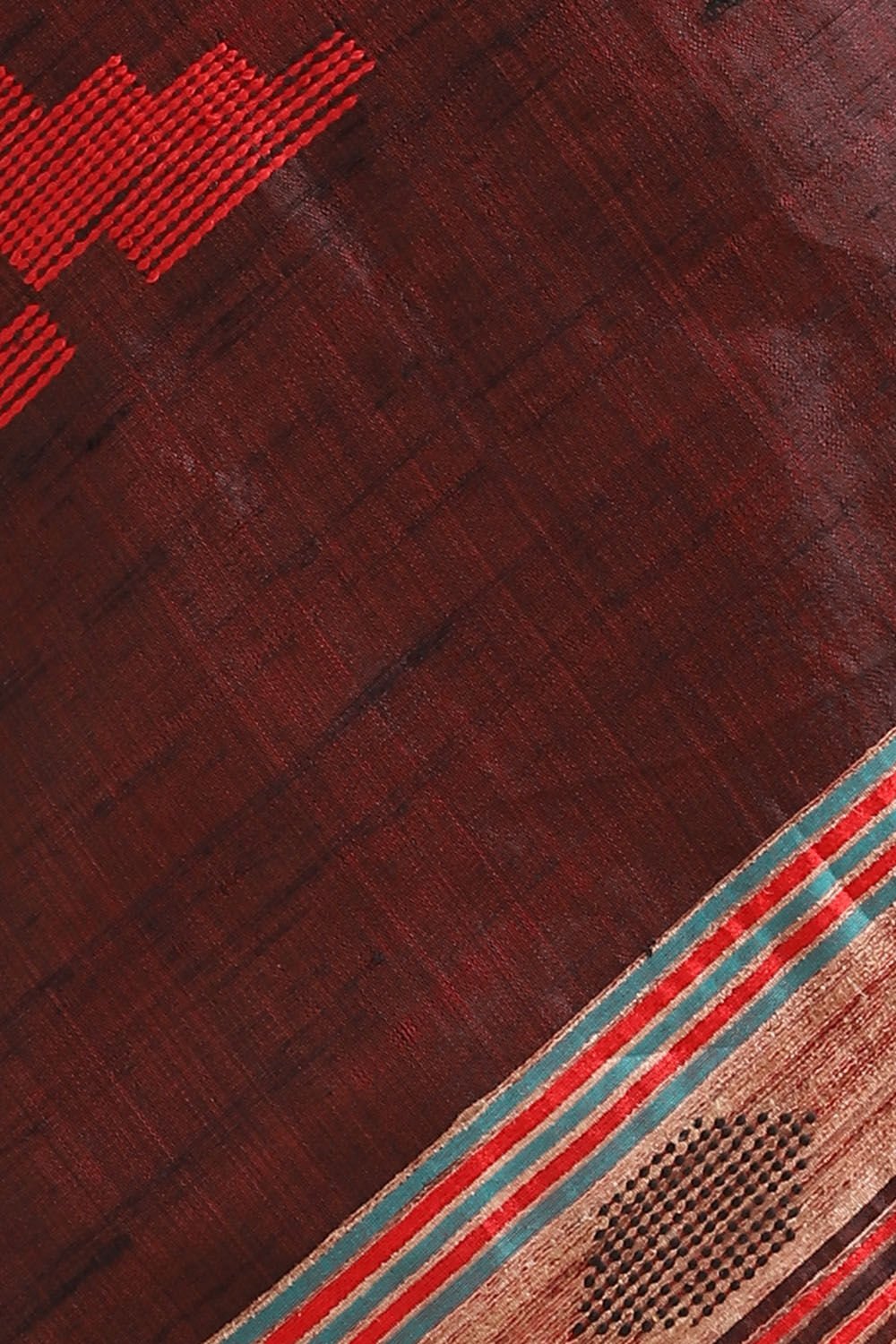 Red Pure Tussar Silk Bhagalpuri Saree image number null