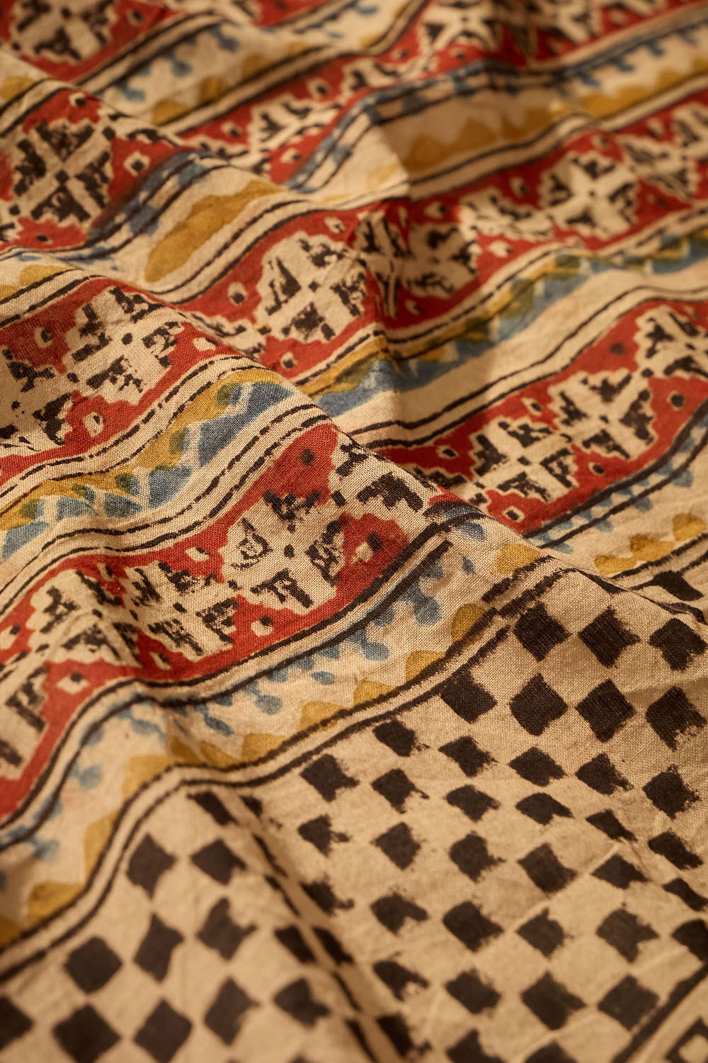 Black Printed Kalamkari Machilipatnam Pure Cotton Saree image number null