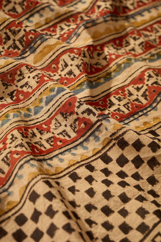 Black Printed Kalamkari Machilipatnam Pure Cotton Saree thumbnail image number null