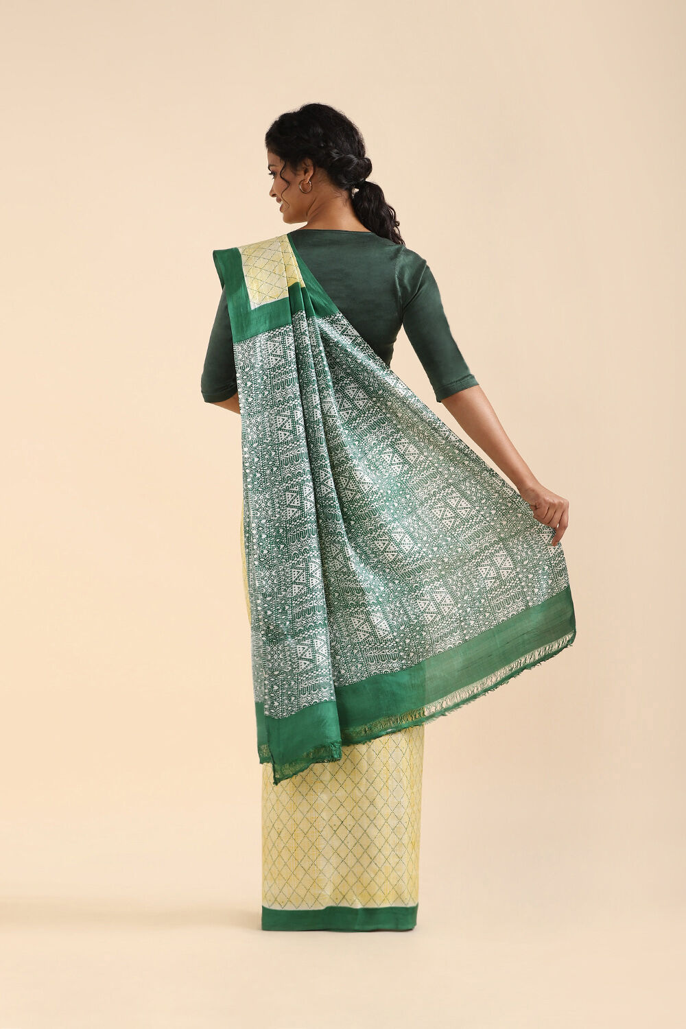Yellow Pure Silk Printed Saree image number null