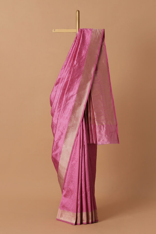 Light Pink Pure Silk Banarasi Tanchoi Saree