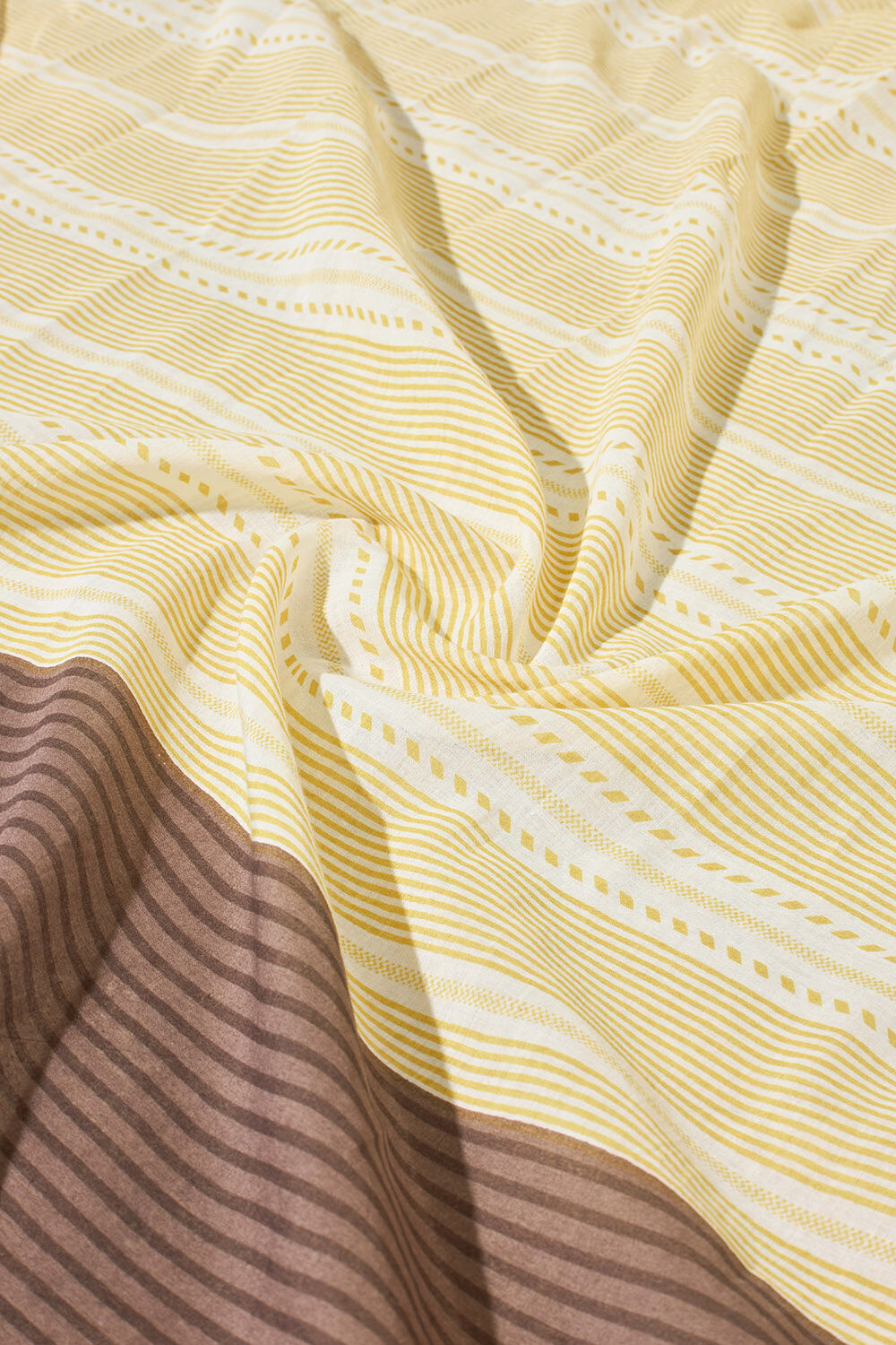 Light Yellow Screen Printed Bengal Pure Mulmul Cotton Saree image number null