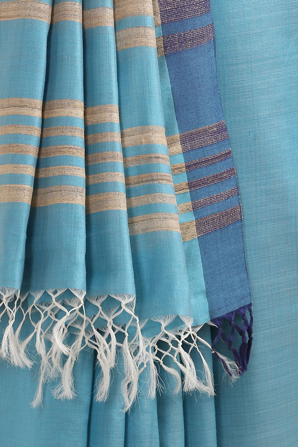 Light Blue Pure Silk Viscose Bhagalpuri Saree image number null