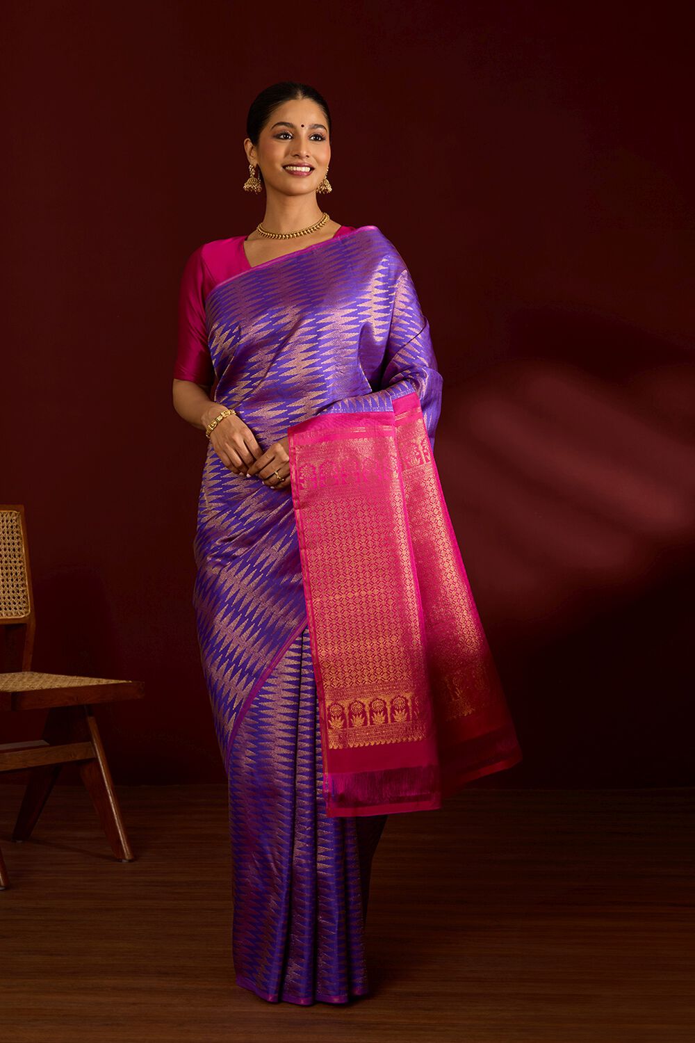 Purple Pure Silk Woven Kanjivaram Saree image number null