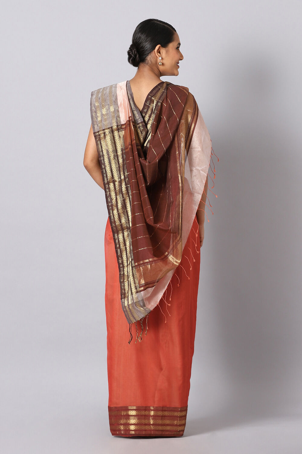 Yellow and Orange Pure Silk Cotton Maheswari Saree image number null